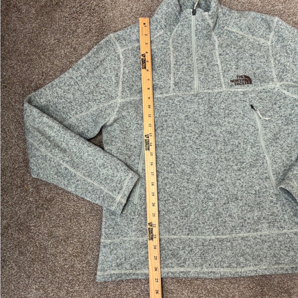 The North Face Mens Gray Marled Fleece 1/4 Zip Pullover Jacket Size Large L - Picture 3 of 8
